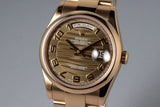 2000 Rolex Rose Gold Day-Date 118205 Brown Wave Dial with Box and Papers