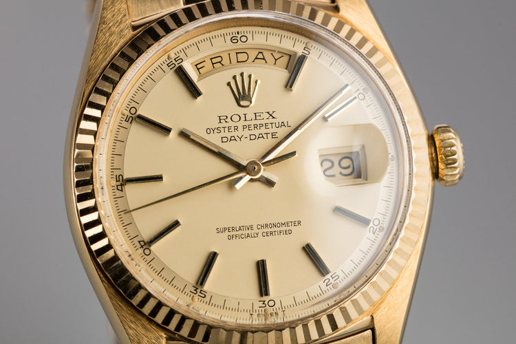 1960 Rolex 18K YG Day-Date 1803 with Matte Champagne Dial and Oyster Bracelet