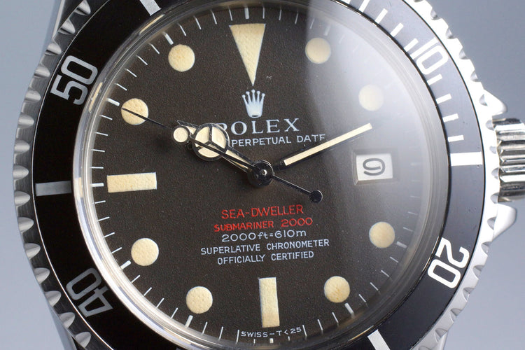 1967 Rolex Double Red Sea Dweller 1665 Thin Case with Mark II BROWN Dial