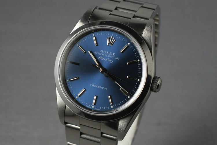 1991 Rolex Air King 14000 Blue Dial with Box and Papers