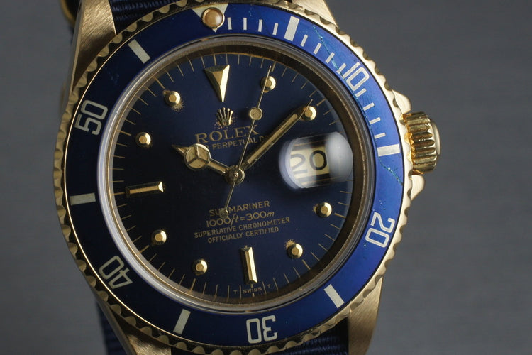 1980 Rolex 18K Submariner 16808 with Blue Nipple Dial