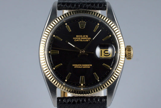 1961 Rolex Two Tone DateJust 1601 Glossy Gilt Black Dial