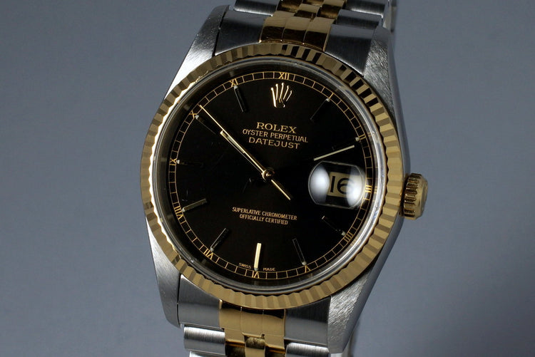 1994 Rolex Two Tone DateJust 16233 Glossy Black Dial