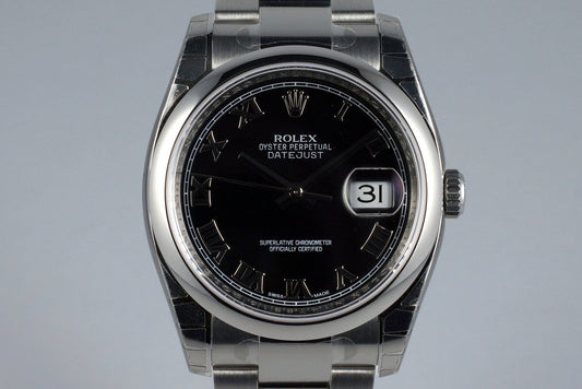 2015 Rolex Datejust 116200 Black Roman Numeral Dial MINT