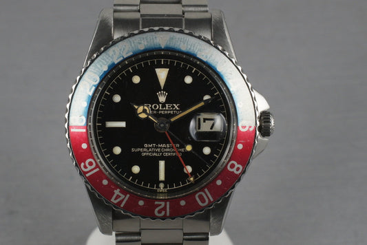 Rolex GMT 1675 PCG Case with Gilt Chapter Ring Dial with papers