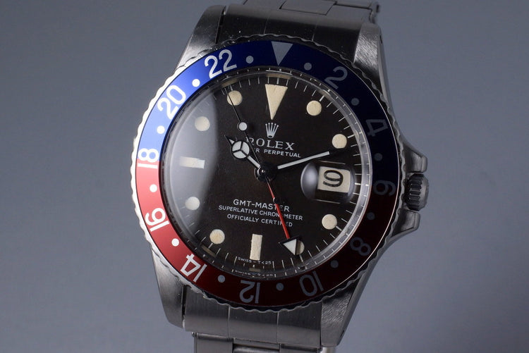 967 Rolex GMT 1675 Mark I Brown Dial