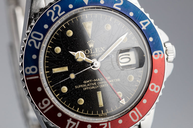 1960 Rolex GMT-Master 1675 Pointed Crown Case with "Spider Cracking" Gilt Chapter Ring Dial