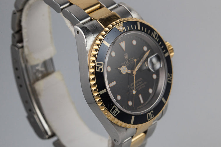 1991 Rolex Two Tone Black Submariner 16613 with Papers