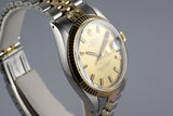 1972 Rolex Two Tone Datejust 1601 Champagne 'Wide Boy' Sigma Dial