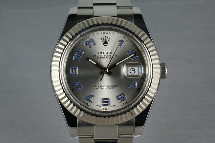 Rolex Datejust  II Ref: 116334 with RHODIUM and BLUE ARABIC dial