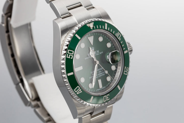 2014 Rolex Green Ceramic Submariner 116610LV "Hulk" with Box and Papers