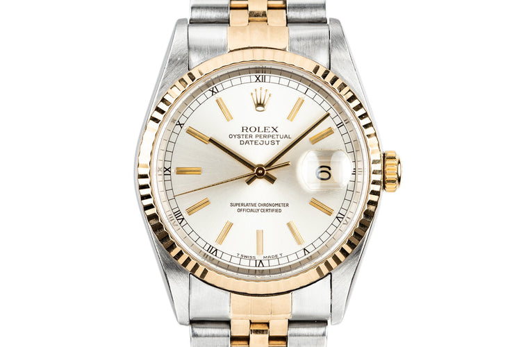 2000 Rolex Two-Tone DateJust 16233 Silver Dial