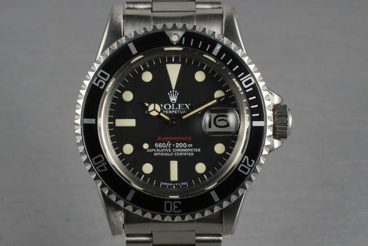 Rolex Red Submariner 1680 with Complete Box and Papers Set