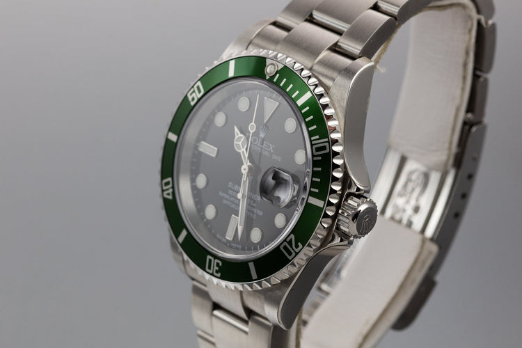 Mint 2004 Rolex Anniversary Submariner Green 16610 with Box and Papers