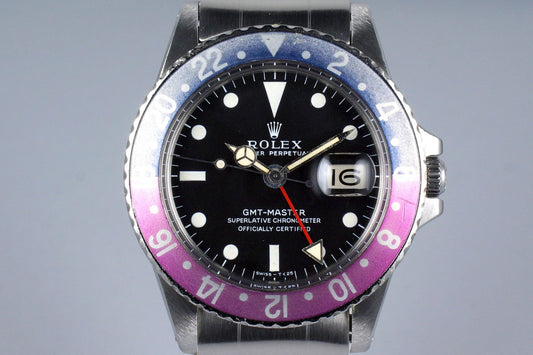 1967 Rolex GMT 1675 Mark I Dial and Fuchsia Insert with Box and Papers