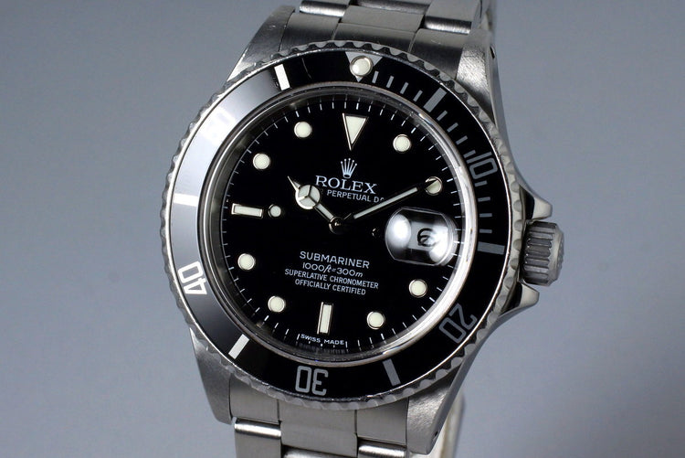 1988 Rolex Submariner 168000 Service Dial with Box and Papers