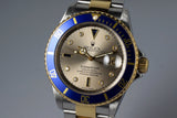 2002 Rolex Two Tone Submariner 16613 Silver Serti Dial