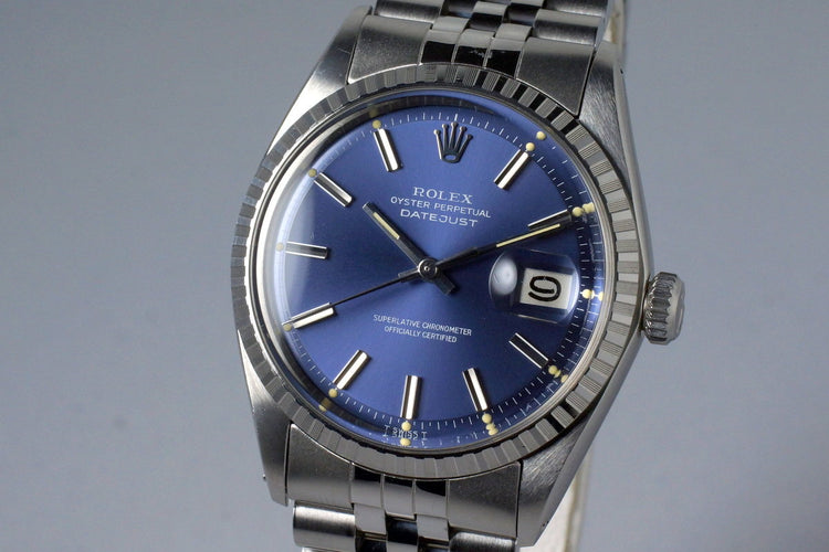 1972 Rolex DateJust 1603 Blue Dial with Box and Papers