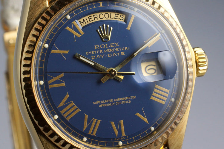 1975 Rolex YG Day-Date 1803 Matte Blue Buckley Dial