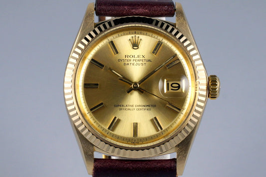 1969 Rolex YG DateJust 1601 Champagne Dial