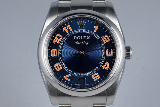 2007 Rolex Air King 114200 Blue Arabic Dial