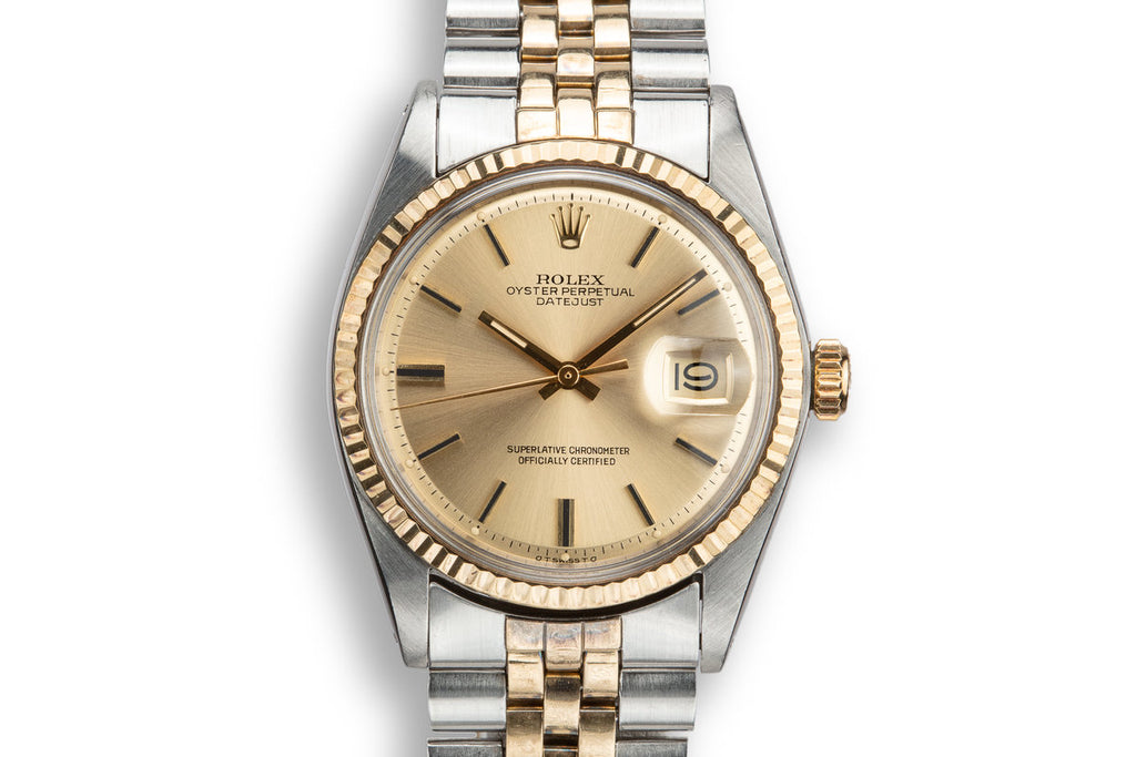 1972 Rolex Two-Tone DateJust 1601 Champagne Sigma Dial with Box and Papers