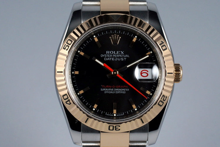 2005 Rolex Two Tone RG DateJust 116261 Turn-O-Graph with Black Dial