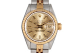 1991 Rolex Ladies Two Tone DateJust 69173 Gold Dial