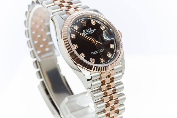 2019 Rolex 18k Rose Gold/St DateJust 126231 Black Diamond Dial with Box, Card, Booklets, & Hangtags