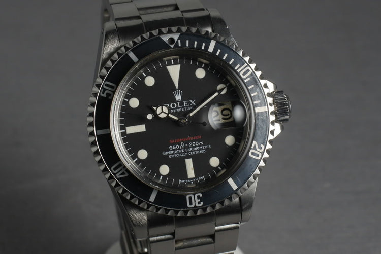 1972 Rolex Red Submariner 1680 Mark V with Faded Fat Font Insert