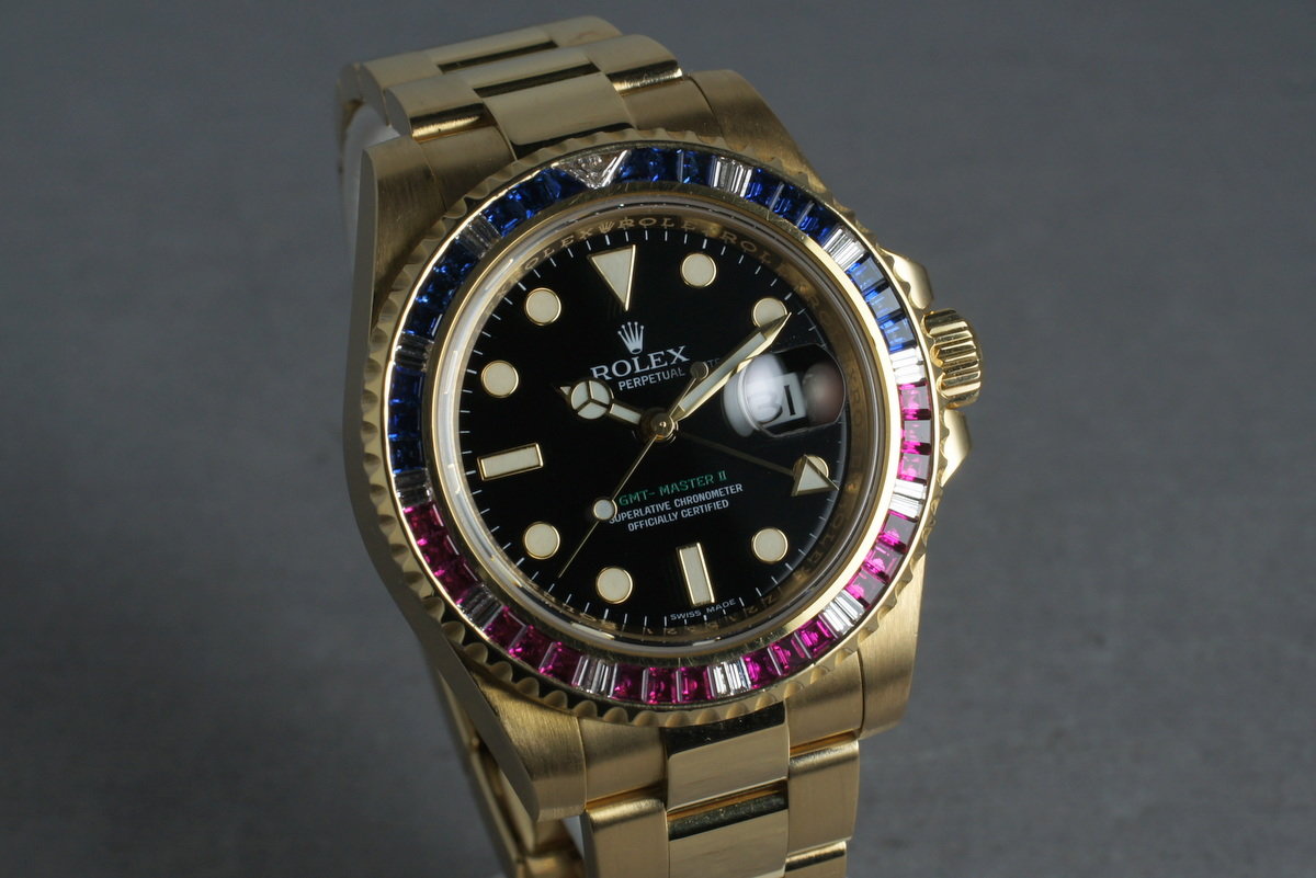 HQ Milton 2006 Rolex GMT 18K Dial 116748 with factory Gem