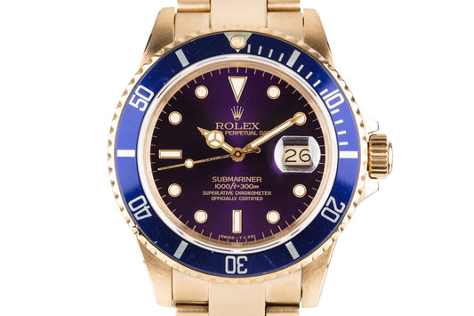 1985 Rolex 18K Submariner 16808 Purple Dial