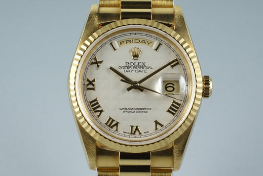1990 Rolex YG Day-Date 18238 with Cream Pyramid Dial