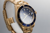 1990 Rolex 18K Submariner 16618 Blue Dial with Service Papers