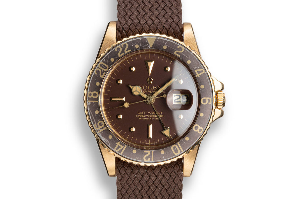 1978 Rolex 18K YG GMT-Master 1675 with Matte Brown Nipple Dial