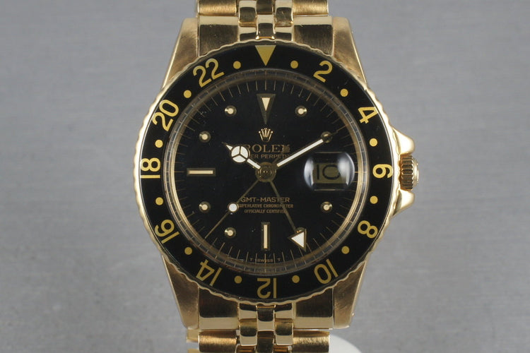 Rolex GMT 18K 1675 with black nipple dial and 18K Jubilee Bracelet
