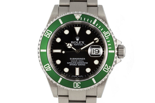 2006 Rolex Green Submariner 16610LV with Box and Papers