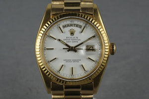 Rolex Vintage 18K YG Day Date 1803 White Dial and President Bracelet