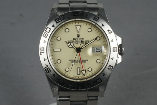 1986 Rolex Explorer II 16550 Cream Dial with Box and Papers Unpolished