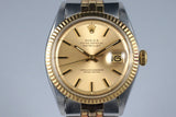 1972 Rolex Two Tone Datejust 1601 Champagne Dial with RSC Papers