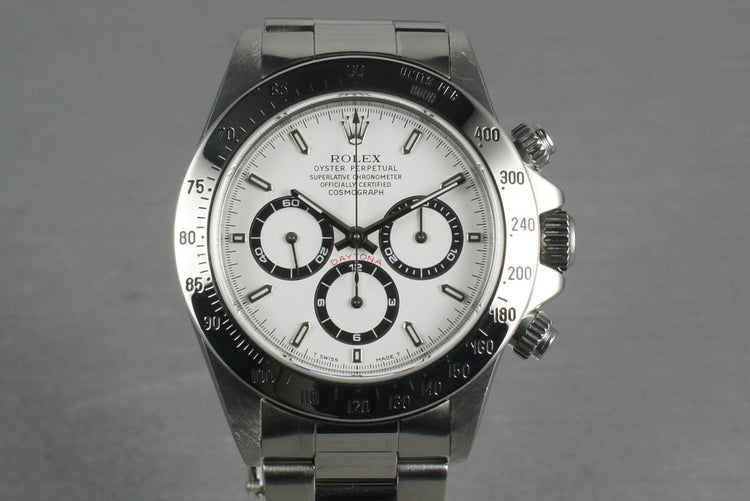 Rolex SS Zenith Daytona Ref: 16520 Box and Papers with White Dial