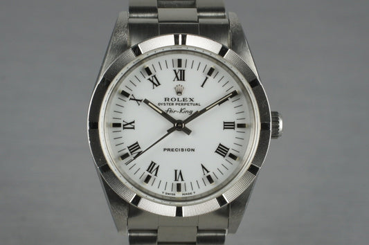 1995 Rolex Air King 14010 White Roman Dial with Box and Papers
