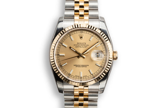 2009 Mint Rolex Two-Tone DateJust 116233 Champagne Dial with Box and Papers