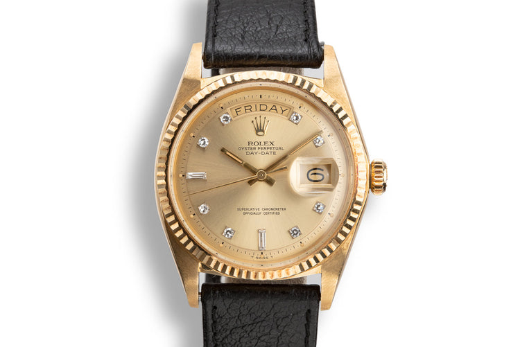 1970 Rolex 18K YG Day-Date 1803 with Champagne Diamond Dial