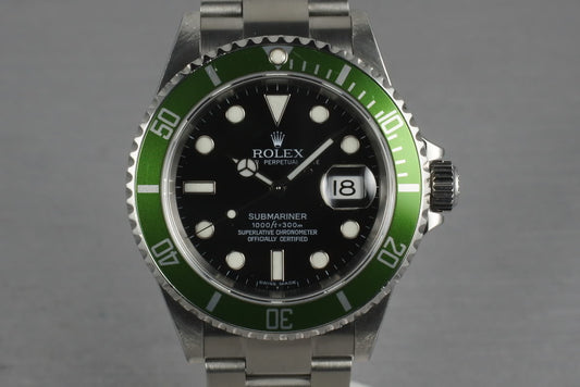 2006 Rolex Green Submariner 16610 LV with Box and Papers