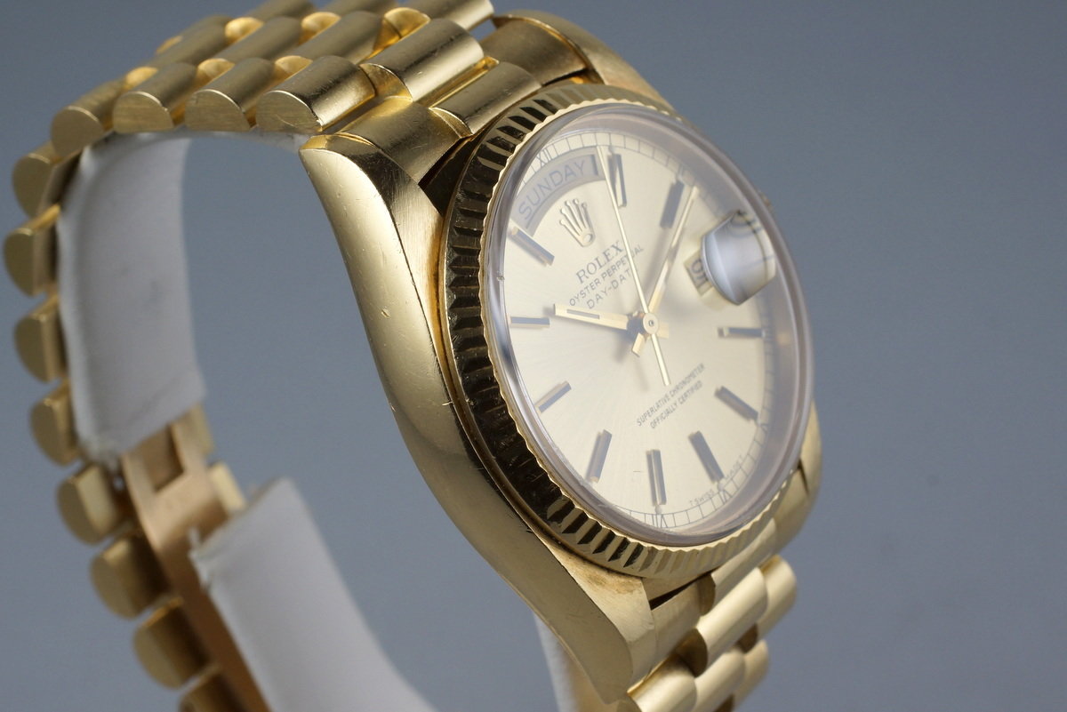 HQ Milton 1983 Rolex YG Day Date 18038 with Box and Papers Inventory 6243 For Sale