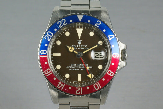Rolex GMT 1675  with Box and Papers Mark 1 Brown Chocolate Dial