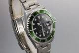 2006 Rolex Anniversary Green Submariner 16610LV with Box and Papers