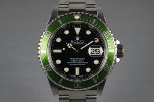 2005 Rolex Green Submariner 16610V with Box and Papers