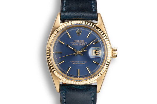 1965 Rolex 18K YG DateJust 1601 Blue Dial